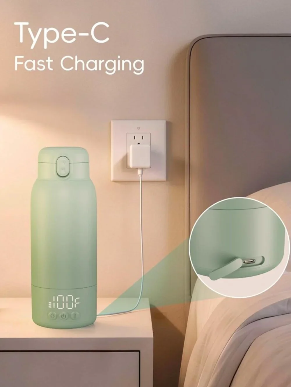 Travel-Friendly Portable Bottle Warmer, Fast Heating Baby Milk Heater, 17oz